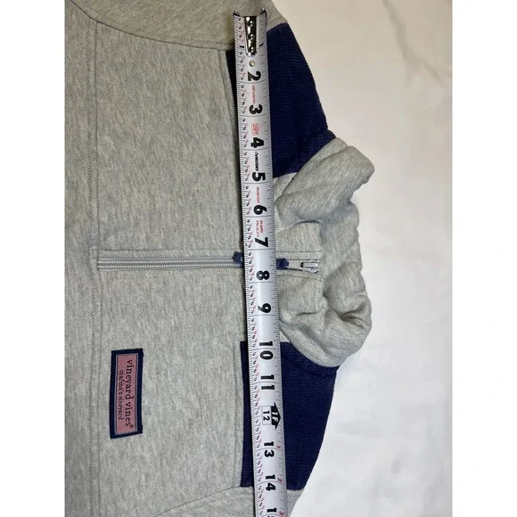 Vineyard Vines Sweater  Kids XL (18) Gray & Blue 1/4 Zip Pullover Preppy Casual - Picture 11 of 12
